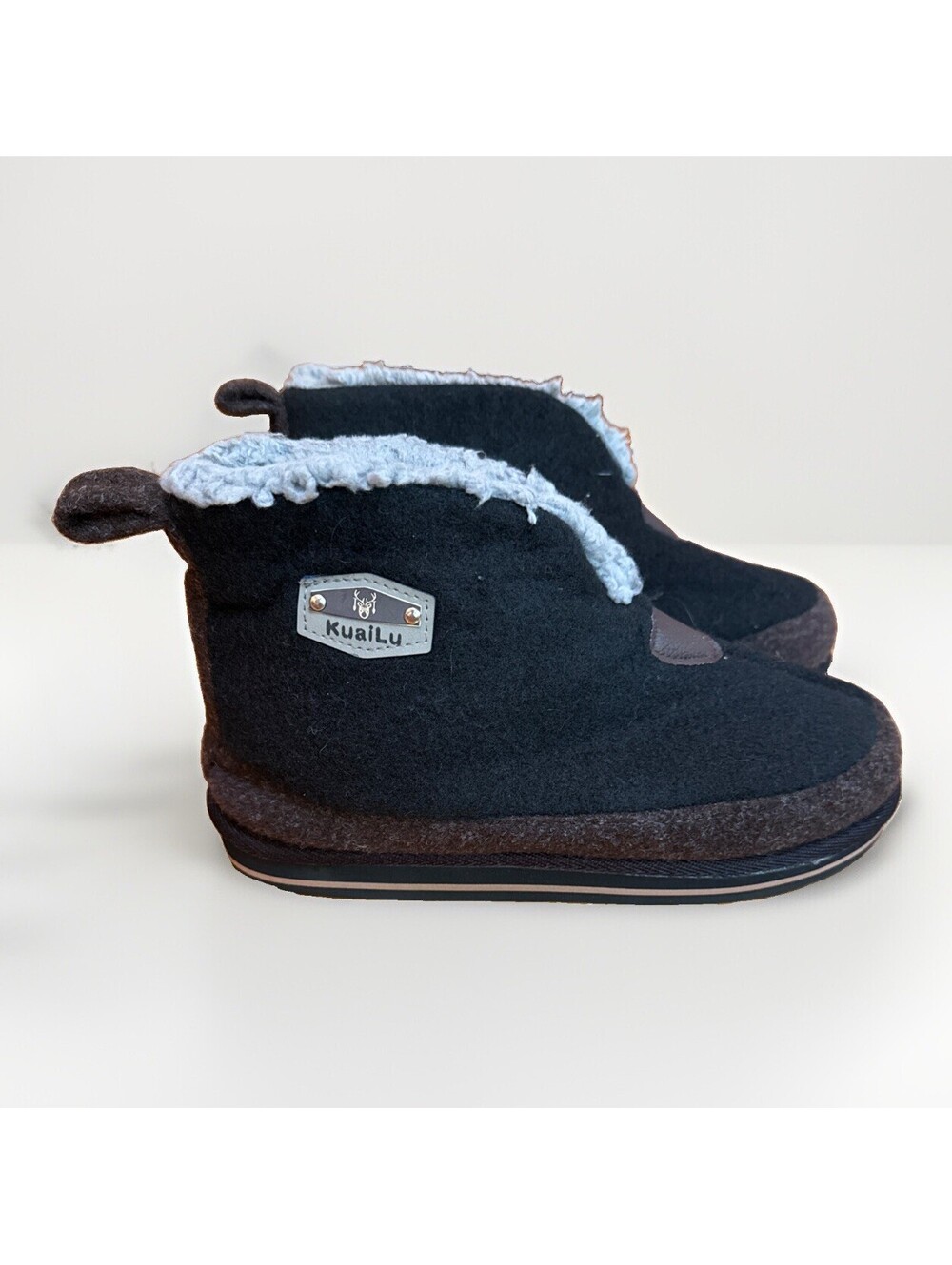 KuaiLu Men's House Boots Shoes Slippers Black Brown Plush Lined Size 7